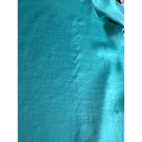 Renuar Aqua Blue Tunic Blouse Size XL Silky 3/4 Sleeves Pleated Lightweight Top - Picture 7 of 9